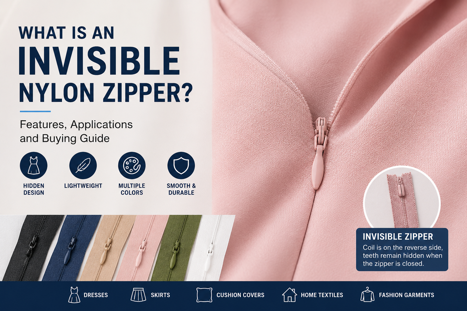 What Is an Invisible Nylon Zipper? Features, Applications and Buying Guide