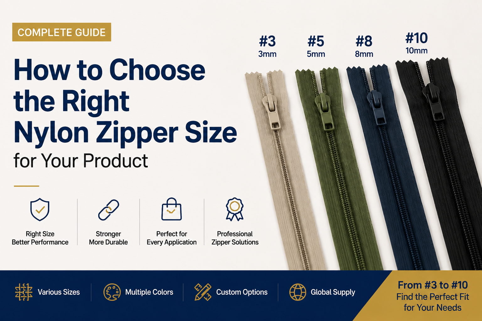 How to Choose the Right Nylon Zipper Size for Your Product | Complete Size Guide